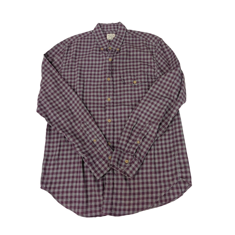 J. CREW Mens Purple Gray Check Workshirt Button Down Pocket Shirt M 53410